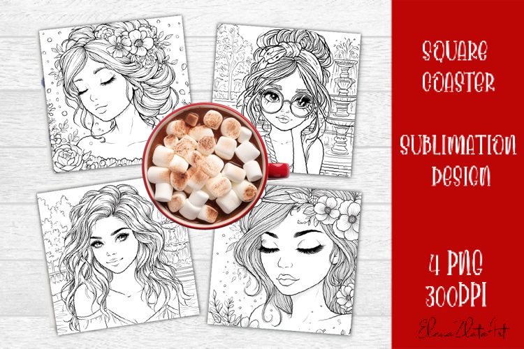 Summer girls Coaster Design |Coloring pages