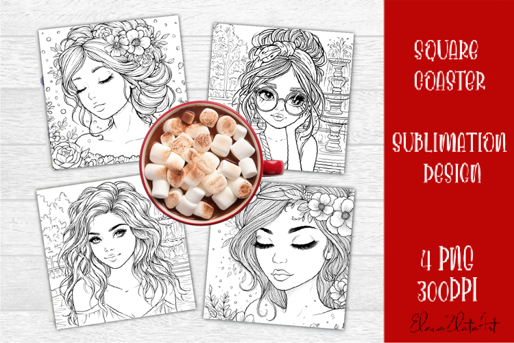 Summer girls Coaster Design |Coloring pages