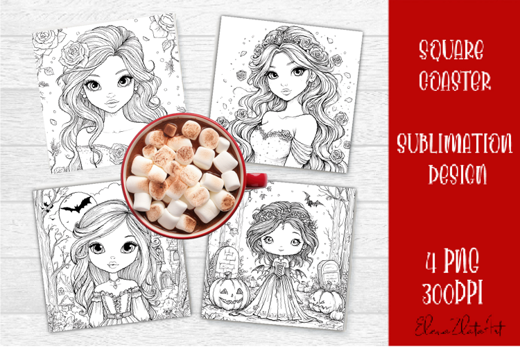 Summer girls Coaster Design |Coloring pages