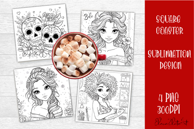 Summer girls Coaster Design |Coloring pages