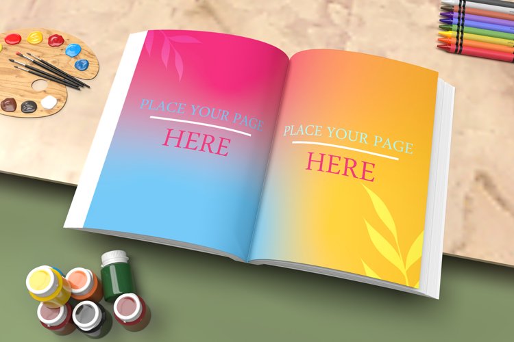 Coloring Book Pages Mockup PSD | Open book mockup