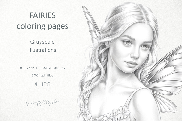 Fairies coloring pages for adults, Butterfly fairy girls
