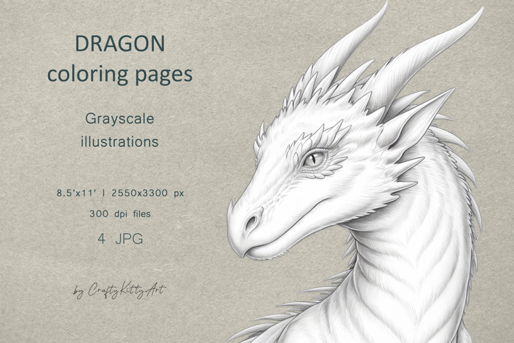 Dragon coloring pages for adults, Fantasy dragons portraits