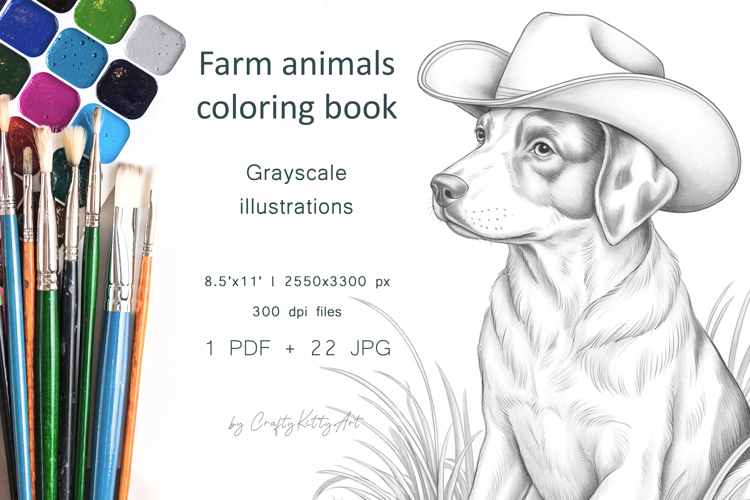 Farm life coloring book, Animals coloring pages for adults