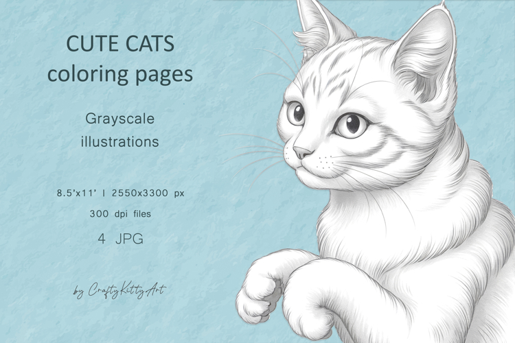 Cute cat coloring pages for adults and kids, Cat portraits