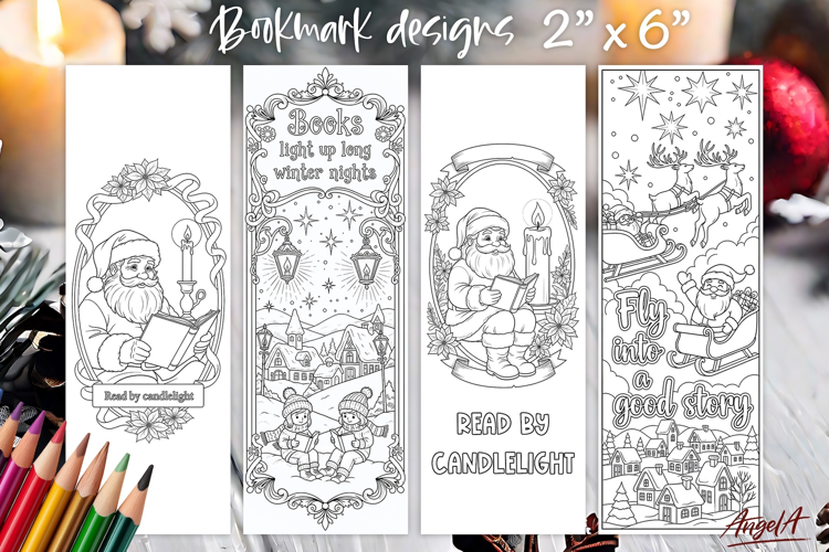 Christmas coloring pages bookmark printable, winter bookmark