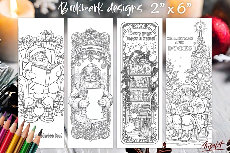 Christmas coloring pages bookmark printable, winter bookmark