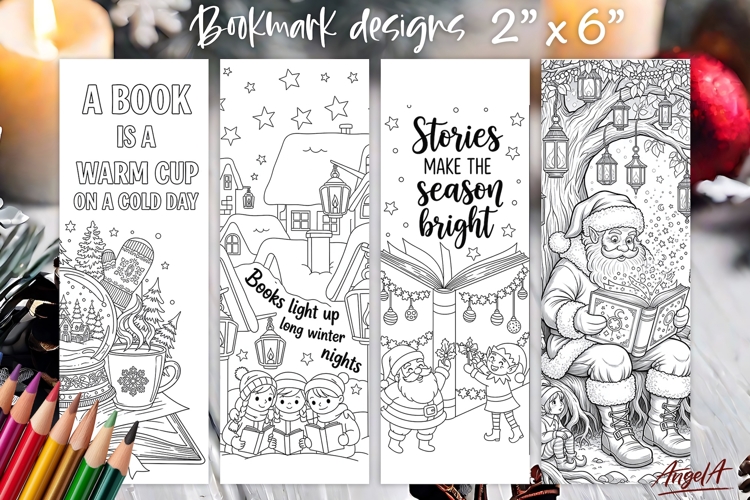 Christmas coloring pages bookmark printable, magic bookmark