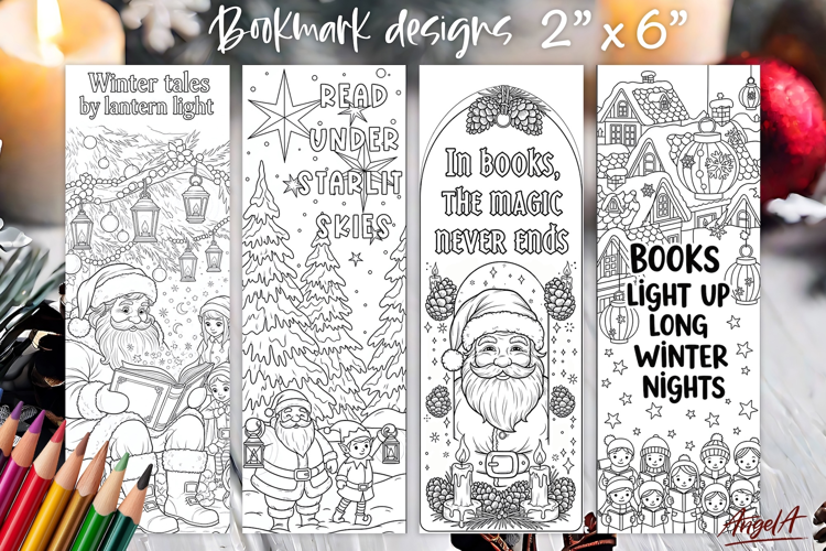 Christmas coloring pages Santa printable bookmarks for kids