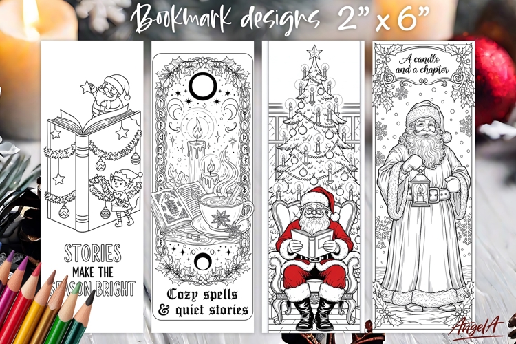 Christmas coloring pages printable bookmarks Santa Claus