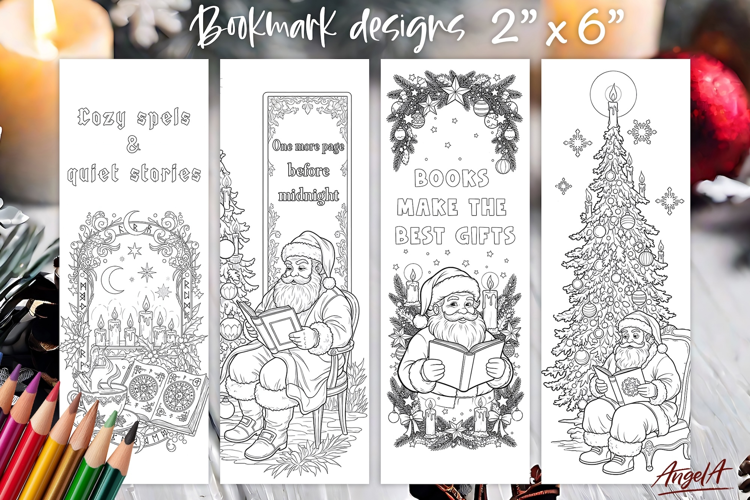 Santa Coloring pages printable bookmark, book lover quote