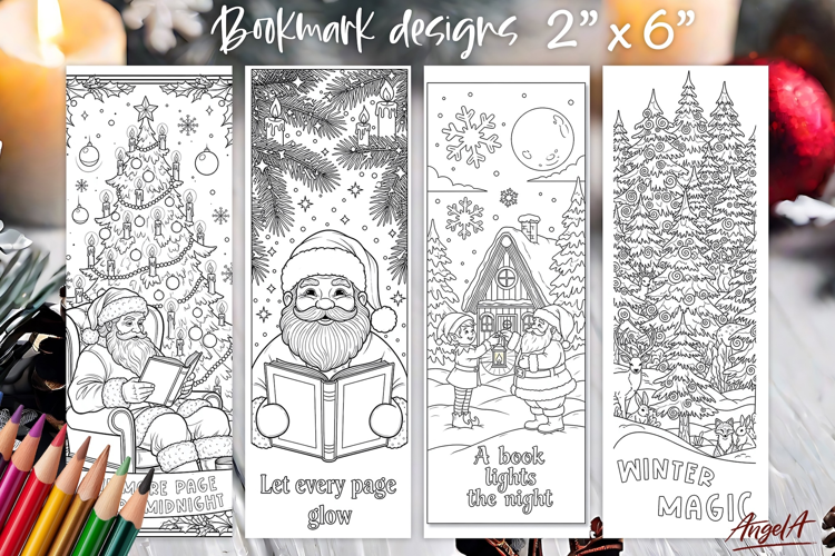 Santa Claus Coloring pages printable bookmark, book quote