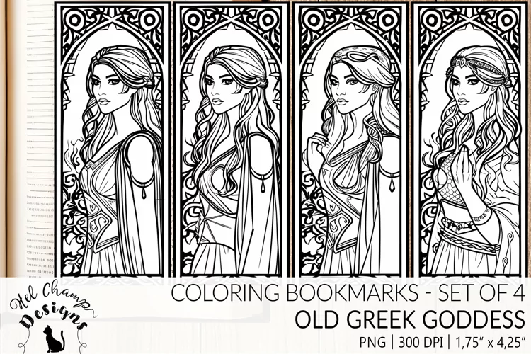 Old Greek Goddess | Coloring bookmarks