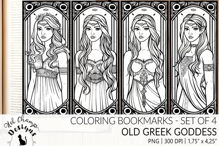 Old Greek Goddess | Coloring bookmarks