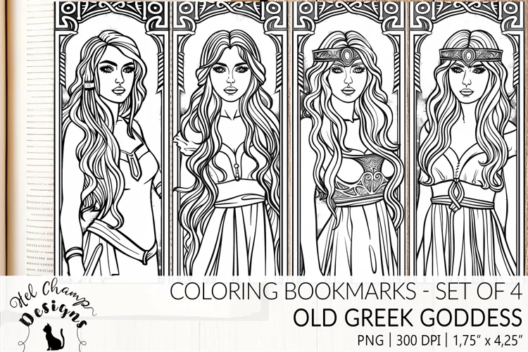 Old Greek Goddess | Coloring bookmarks