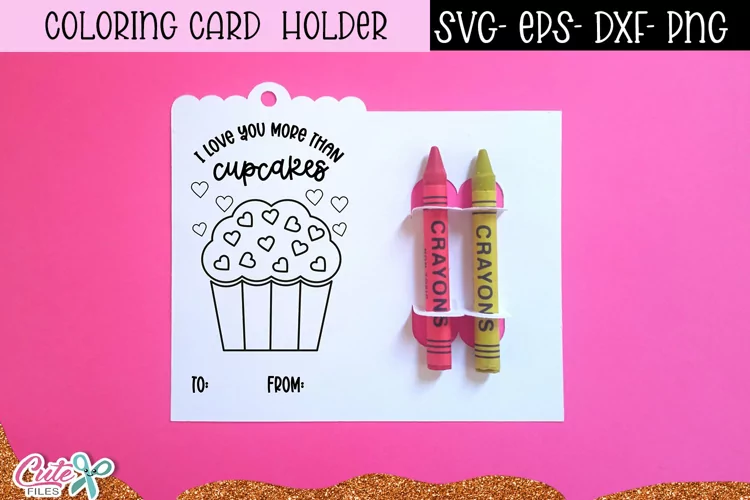Valentine Coloring Card SVG | Cuttable Crayon SVG Paper Cut