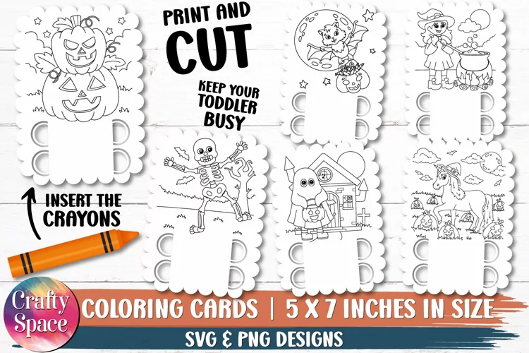 Halloween Coloring Cards | 6 Printable Coloring Cards