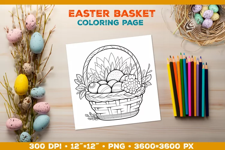 Easter Basket Coloring Page: Springtime Delight