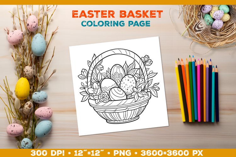 Easter Basket Coloring Page: Springtime Delight example image 1