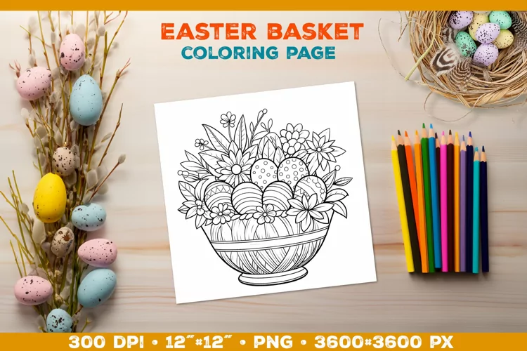 Easter Basket Coloring Page: Springtime Delight