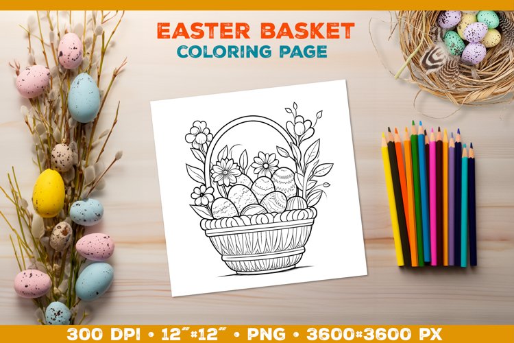 Easter Basket Coloring Page: Springtime Delight example image 1