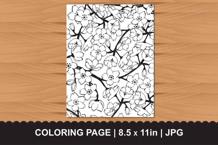 Cherry Blossom Branches Coloring Page JPG