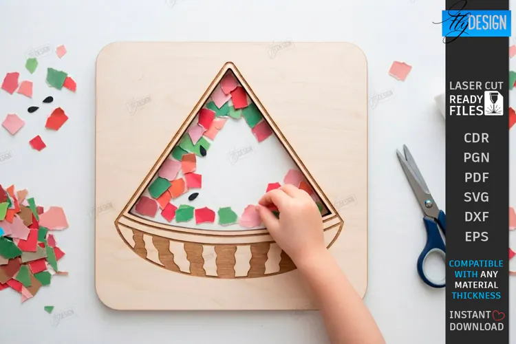 Coloring Game Laser Cut | Kids Laser | 3D Fruit | Watermelon