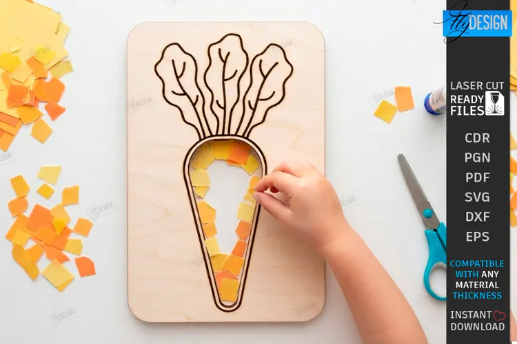 Coloring Game Laser Cut | Kids Laser | 3D Fruits | Carrot