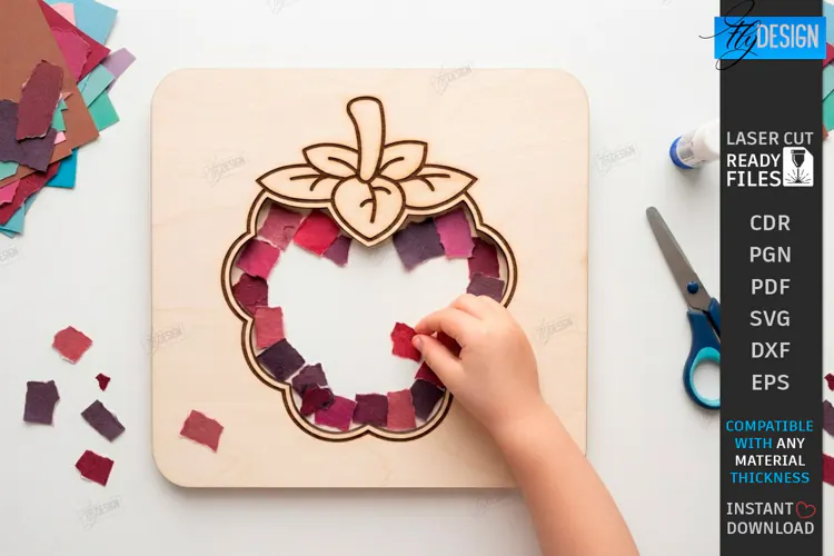 Coloring Game Laser Cut | Kids Laser | 3D Fruits | Grape SVG