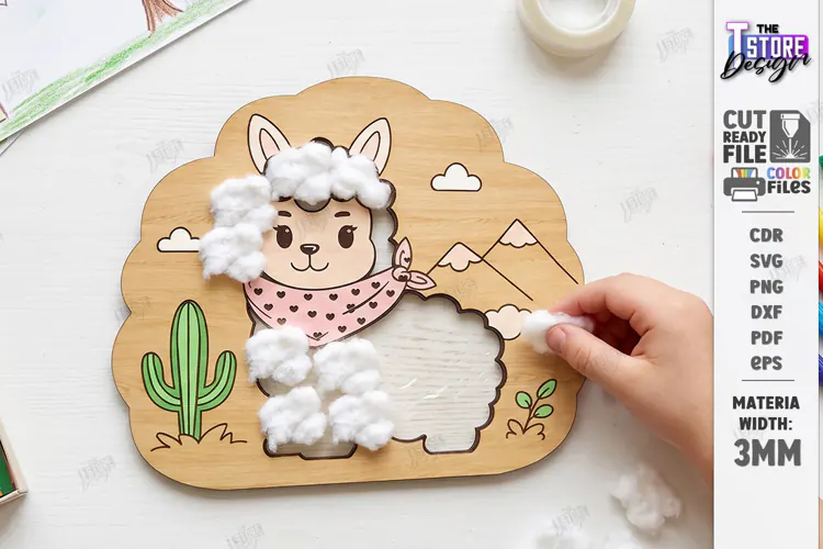 Alpaca Coloring Board Laser Cut | Kids Activity Craft | CNC
