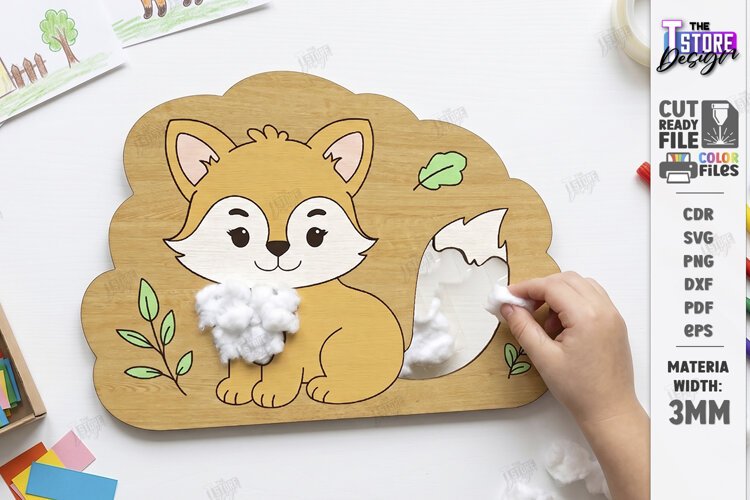 Wooden Fox Coloring Board Laser Cut | Kids Activity Craft example image 1
