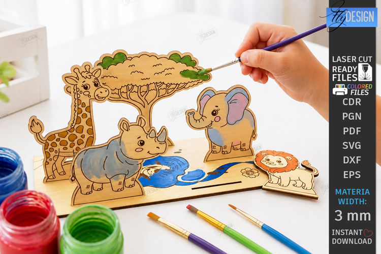 Coloring Montessori Toy Laser Cut | Kids Laser | Safari SVG