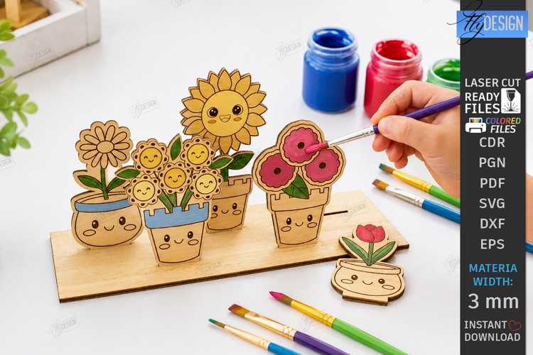 Coloring Montessori Toy Laser Cut | Kids Laser | Flowers SVG