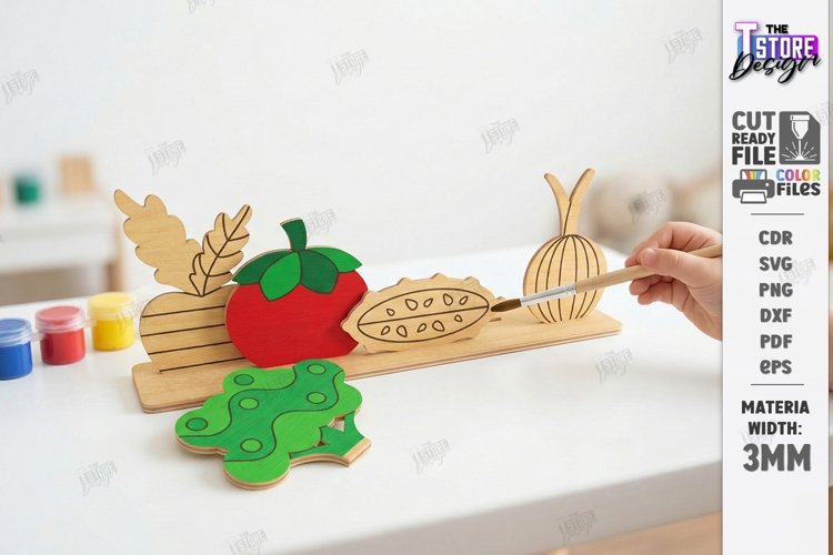 Coloring Montessori Toy for Kids Laser Cut | Paintable SVG