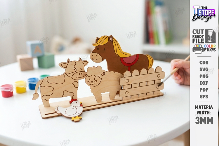 Coloring Montessori Toy for Kids Laser Cut | Paintable SVG