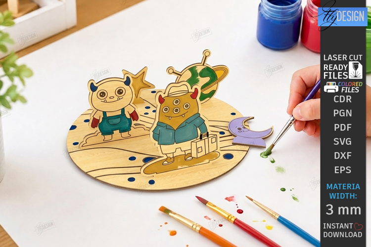 Coloring Montessori Toy Laser Cut | Kids Laser | Monsters