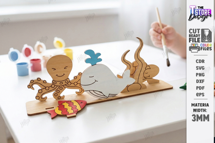 Coloring Montessori Toy for Kids Laser Cut | Paintable SVG