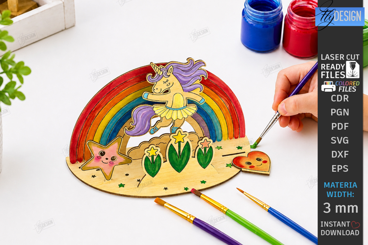 Coloring Montessori Toy Laser Cut | Kids Laser | Unicorn SVG