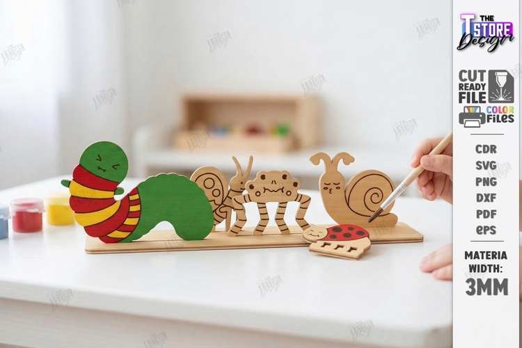 Coloring Montessori Toy for Kids Laser Cut | Paintable SVG
