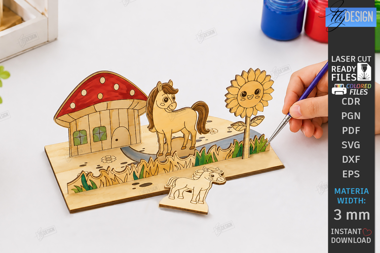 Coloring Montessori Toy Laser Cut | Kids Laser | Horses SVG