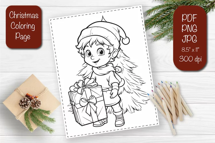 Christmas coloring pages Elf coloring Kids printable sheet