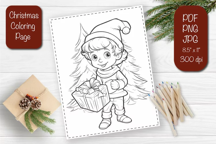Christmas coloring pages Elf coloring Kids printable sheet