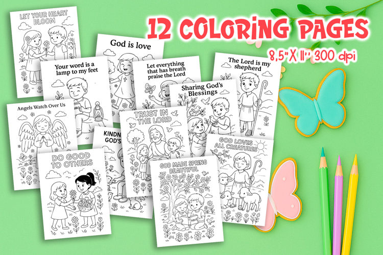 Spring Christian Coloring Pages Bundle Kids Bible Printable