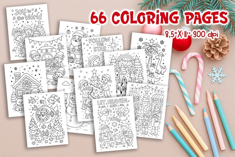 Christmas Coloring Pages Bundle | Kids Holiday JPEG