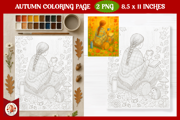 Cozy Autumn Forest Coloring Page