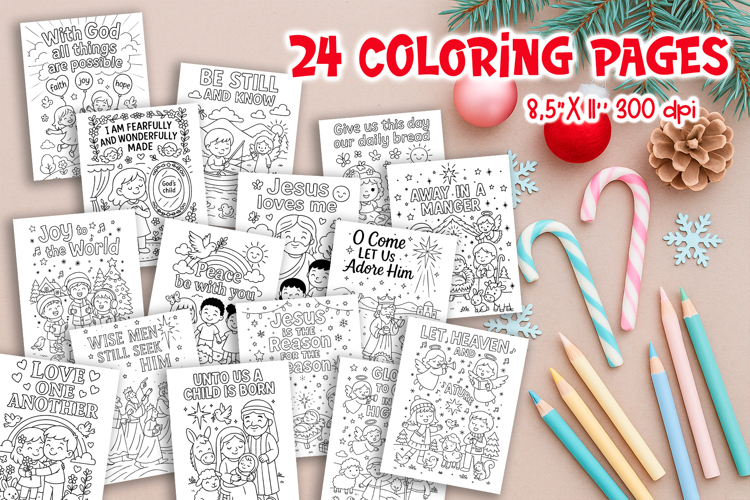 Christian Christmas Coloring Pages PNG | 24 Bible Printables