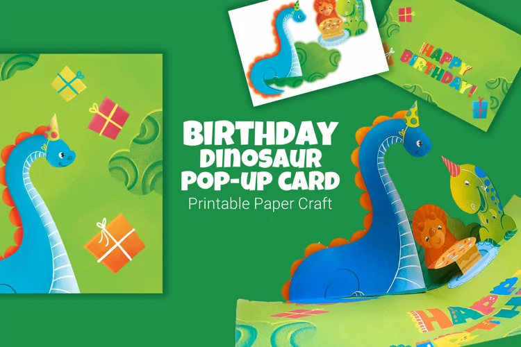 Dinosaur Birthday pop-up cards for kids