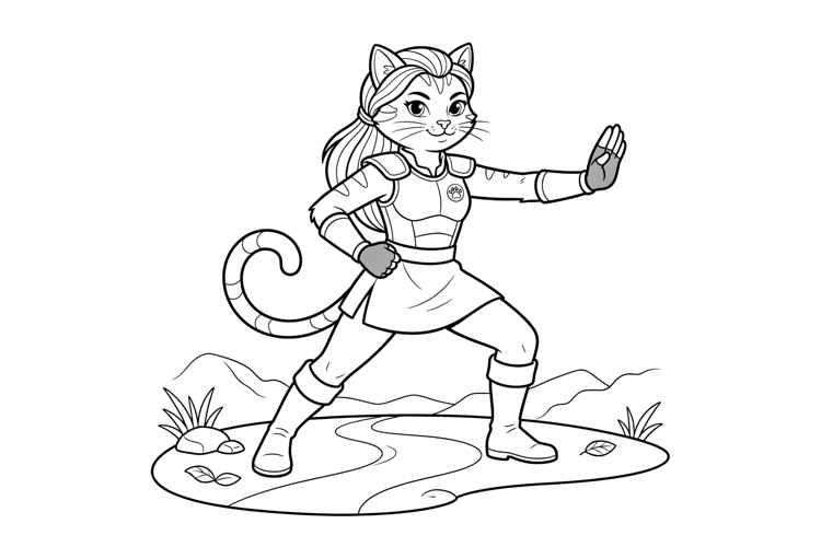 Warrior Cat Character Coloring Page for Kids and Adults
