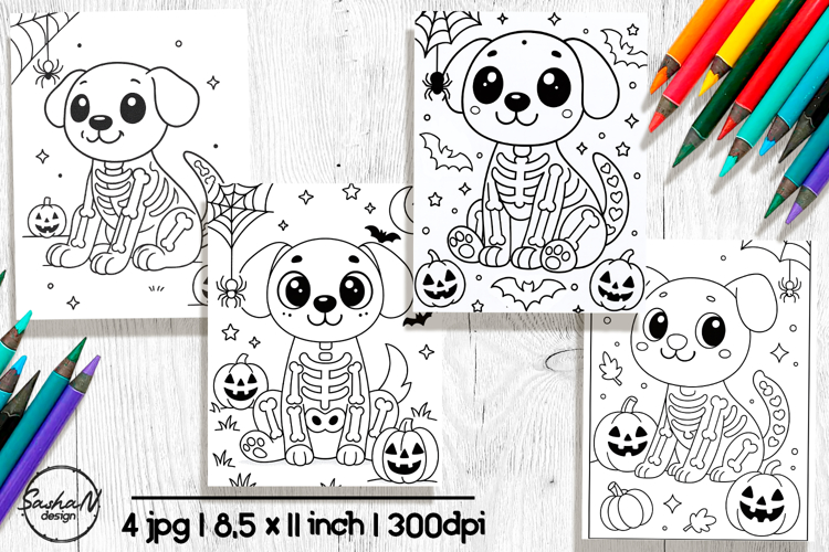 Cute Halloween dog coloring pages
