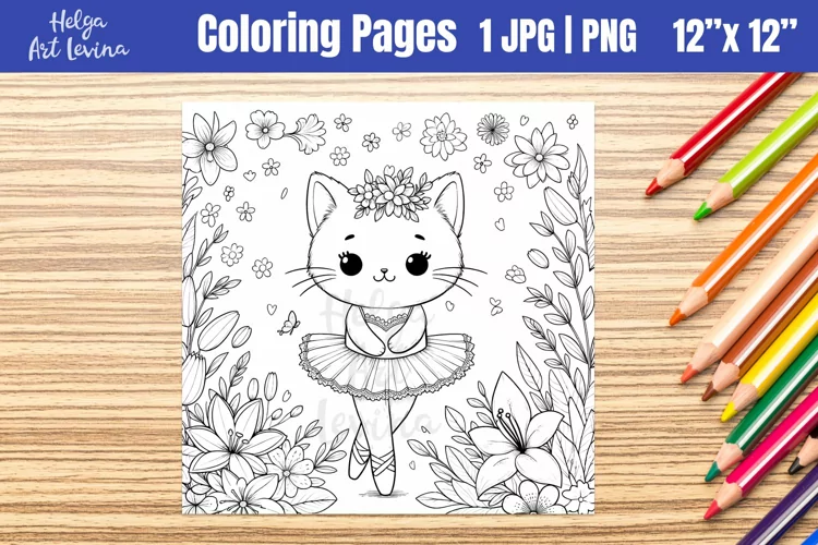 Cat Coloring Page. Kids coloring books